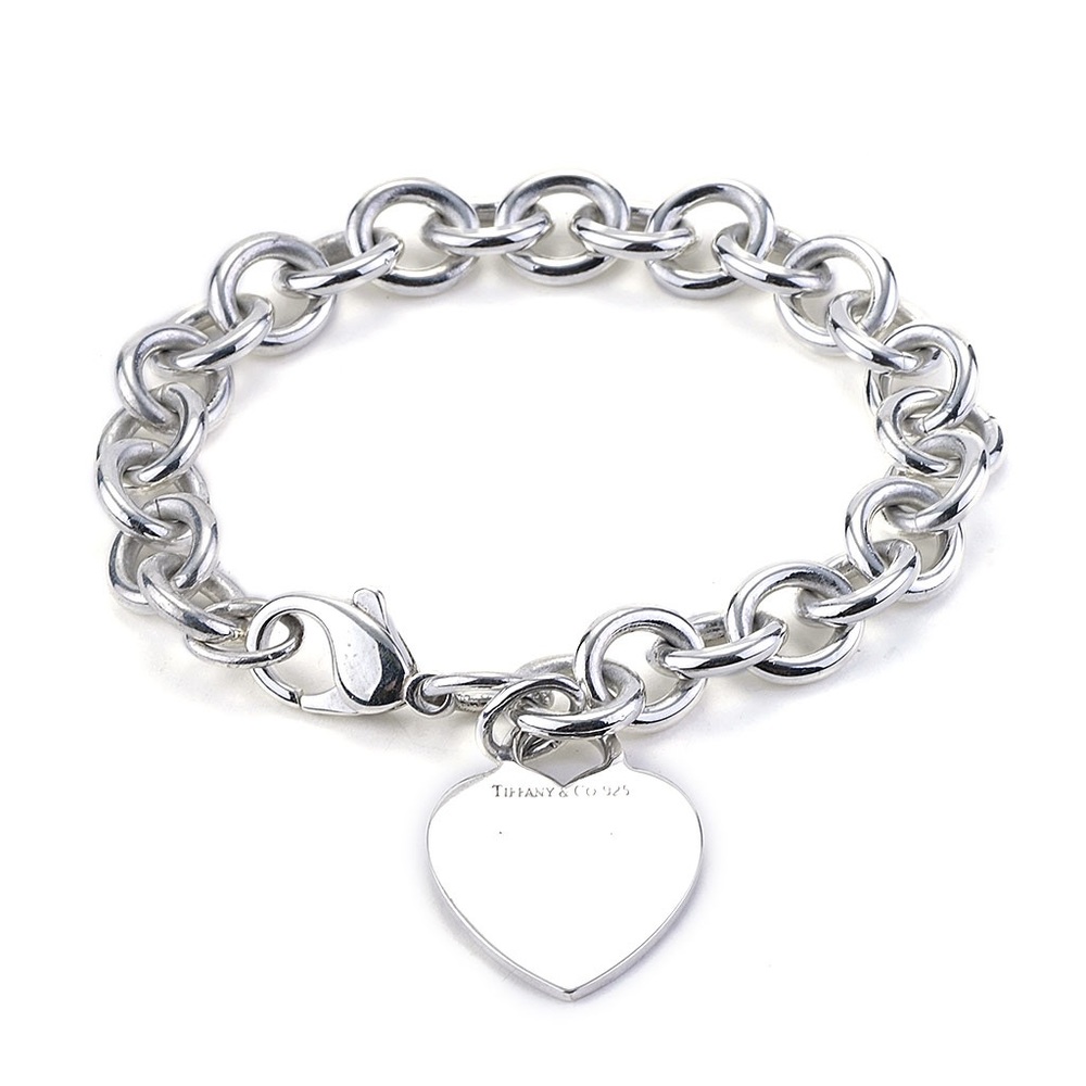 Tiffany & Co. Heart Tag 7.5” Link Bracelet Sterling Silver Authentic Vintage
